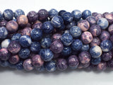 Rain Flower Stone, Blue & Purple, 8mm (8.5mm) Round-BeadXpert