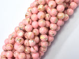 Shell Howlite-Pink, with Trochus Shell, 8mm (8.5mm) Round-BeadXpert