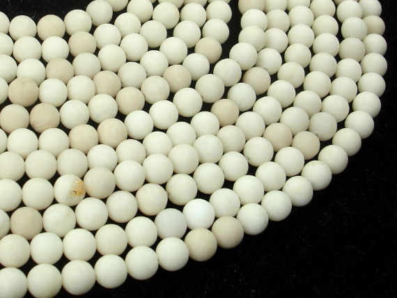 Matte White Fossil Jasper Beads, 6mm (6.3mm)-BeadXpert