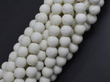 White Lava Beads, 8mm Round Beads, 15 Inch-BeadXpert