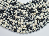 Rain Flower Stone Beads, Black, White, 8mm Round Beads-BeadXpert