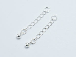 4pcs 925 Sterling Silver Extension Chain, 30mm Long, 2.5mm Width, 3mm Ball-BeadXpert