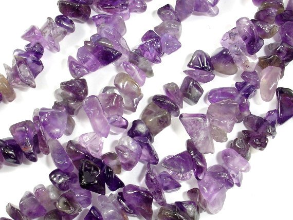 Amethyst Chips, Approx. 4 - 9mm, 33 Inch