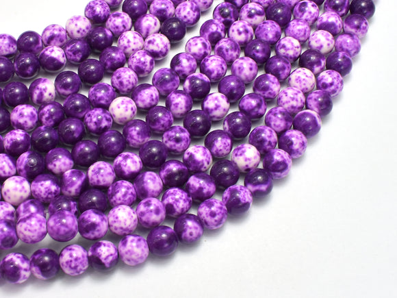 Rain Flower Stone, Purple, White, 6mm Round Beads-BeadXpert