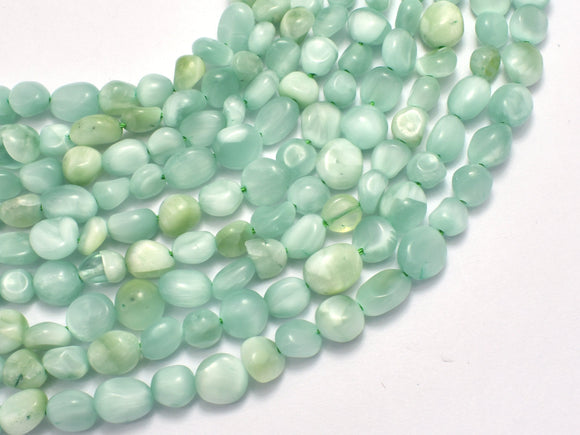 Green Angelite Beads, 5x7mm Nugget Beads, 15.5 Inch