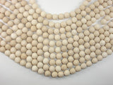 Matte White Fossil Jasper Beads, 10mm Round Beads-BeadXpert