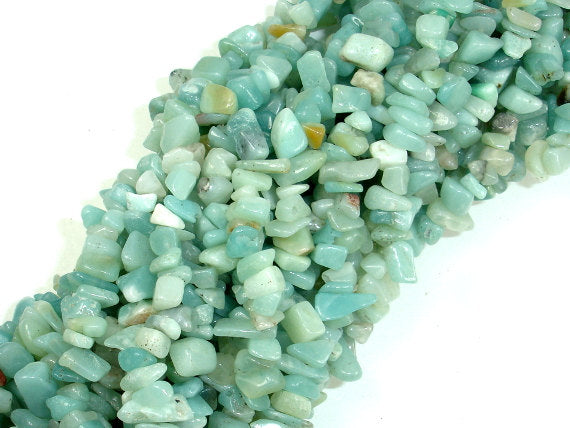 Amazonite Beads, 4mm - 9mm Chips Beads, 32 Inch, Long full strand-BeadXpert
