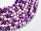 Rain Flower Stone, Purple, White, 8mm Round Beads-BeadXpert
