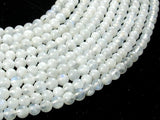 White Moonstone Beads, Round, 4mm