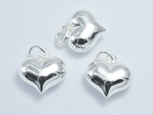 1pc 925 Sterling Silver Charm, Heart Charm, 15x15mm-BeadXpert