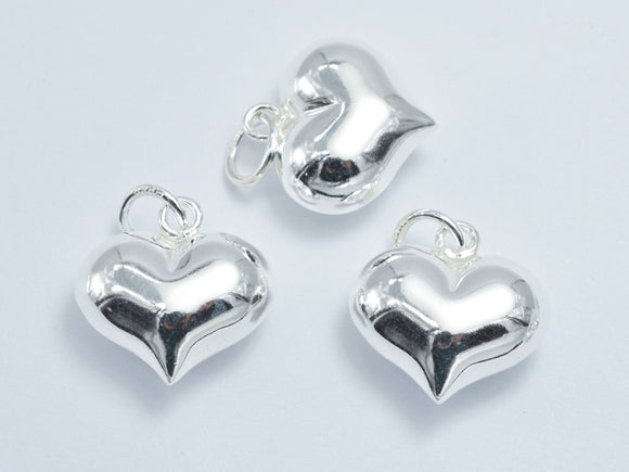 1pc 925 Sterling Silver Charm, Heart Charm, 15x15mm-BeadXpert