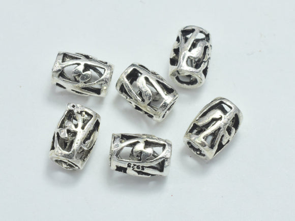 4pcs 925 Sterling Silver Beads-Antique Silver, 4.5x6.5mm Filigree Drum Beads, Big Hole Beads, Spacer Beads-BeadXpert