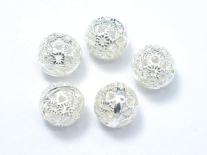 7.8mm 925 Sterling Silver Beads, 7.8mm Round Beads, 2pcs-Metal Findings & Charms-BeadXpert