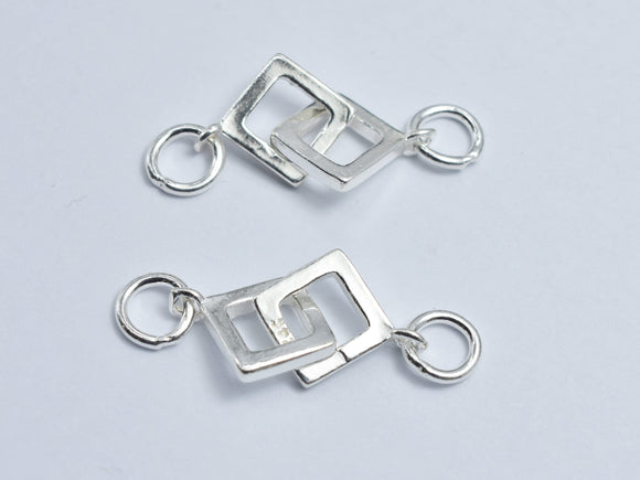 1pc 925 Sterling Silver Connector, 26x9.5mm, 8x8mm Square Ring-BeadXpert