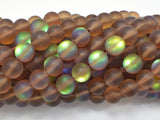 Matte Mystic Aura Quartz-Smoky Brown, 8mm (8.5mm) Round-Gems: Round & Faceted-BeadXpert