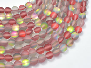 Matte Mystic Aura Quartz-Red, Rainbow, 8mm Round-Gems: Round & Faceted-BeadXpert