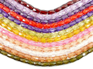CZ, 6 x 9 mm Faceted Tube Beads-Cubic Zirconia-BeadXpert