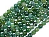 Moss Agate Beads, 8mm, Green, Faceted Round Beads-BeadXpert