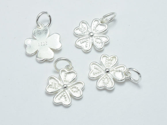 2pcs 925 Sterling Silver Charms, Four Leaf Clover Charms, 10mm-BeadXpert