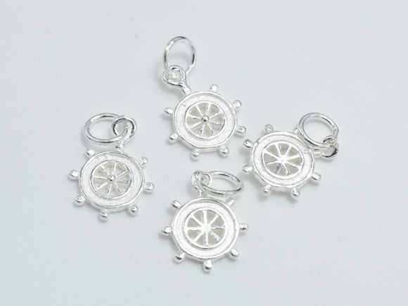 2pcs 925 Sterling Silver Charm, Ship Wheel Charm, 11mm-Metal Findings & Charms-BeadXpert