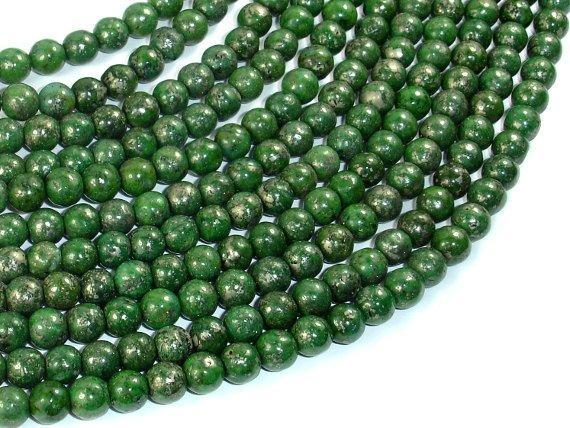 Green Chalcopyrite, 6mm Round Beads-Gems: Round & Faceted-BeadXpert