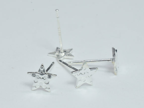 10pcs (5pairs) 925 Sterling Silver Star Pad Earring Stud Post, 6mm Star Pad, 11mm Long-BeadXpert