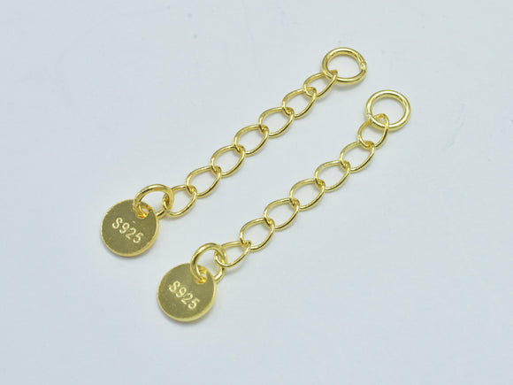 4pcs 24K Gold Vermeil Extension Chain, 925 Sterling Silver Chain, 30mm Long-Metal Findings & Charms-BeadXpert