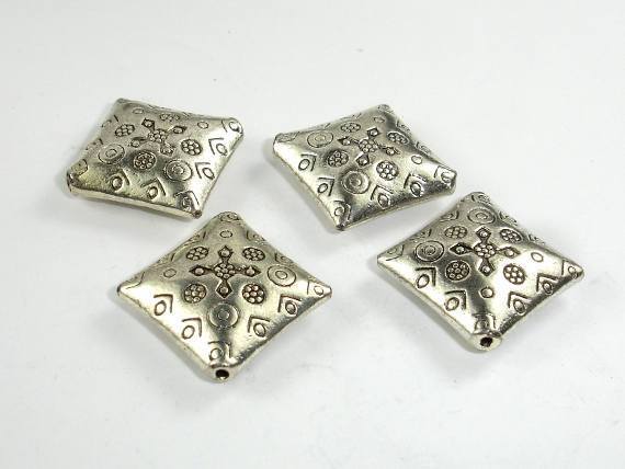 Metal Spacer, Square Spacer, Zinc Antique Silver Tone, 22x22x6mm, 5 pcs-Metal Findings & Charms-BeadXpert