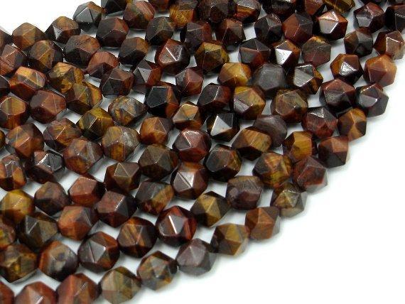 Red Tiger Eye, 8mm Star Cut Faceted Round-Gems: Round & Faceted-BeadXpert