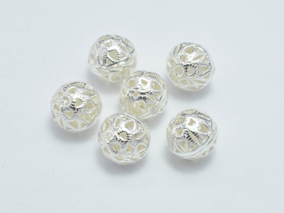 4pcs 6mm 925 Sterling Silver Beads, 6mm Filigree Round Beads-Metal Findings & Charms-BeadXpert