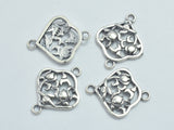 2pcs 925 Sterling Silver Bead Connector, Flower Connector, Rose Connector, 15x12mm-BeadXpert