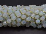 Blue Chalcedony Agate Beads, 8mm Faceted Prism Double Point Cut-Gems: Round & Faceted-BeadXpert