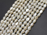 Fresh Water Pearl Beads, White, Nugget, 7x9mm-BeadXpert