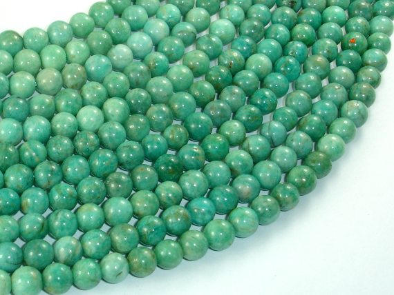 African Amazonite Beads, 7mm Round-BeadXpert