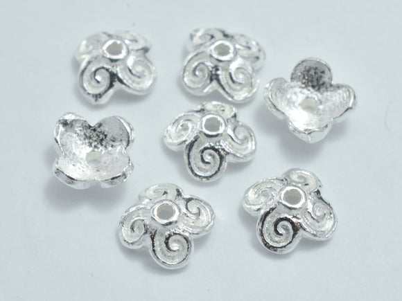 20pcs 925 Sterling Silver Bead Caps, 5x2mm Flower Bead Caps-Metal Findings & Charms-BeadXpert