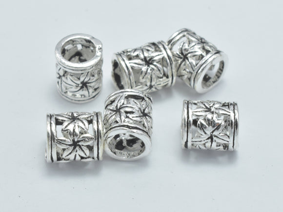 4pcs 925 Sterling Silver Beads-Antique Silver, 5.6x6.4mm Tube Beads-Metal Findings & Charms-BeadXpert