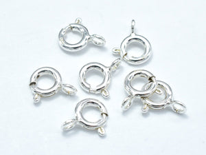 10pcs 925 Sterling Silver Spring Ring, 6mm Round Clasp, with 3mm Ring-Metal Findings & Charms-BeadXpert