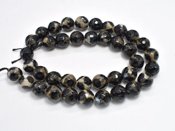 Tibetan Agate, 10mm Faceted Round Beads-BeadXpert