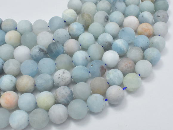 Matte Aquamarine Beads, 10mm Round Beads-Gems: Round & Faceted-BeadXpert