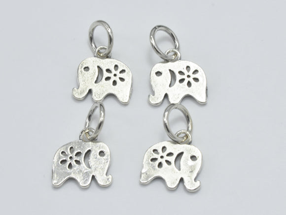 2pcs 925 Sterling Silver Charm, Elephant Charm, 10x8mm-Metal Findings & Charms-BeadXpert