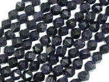 Blue Goldstone Beads, 8mm (7.5mm) Star Cut Faceted Round-Gems: Round & Faceted-BeadXpert