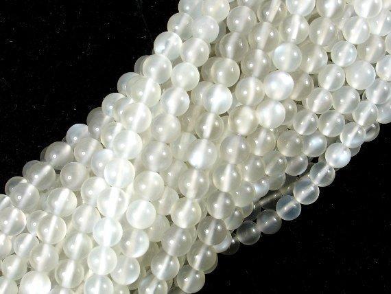 Light Gray Moonstone, 5mm Round Beads-Gems: Round & Faceted-BeadXpert