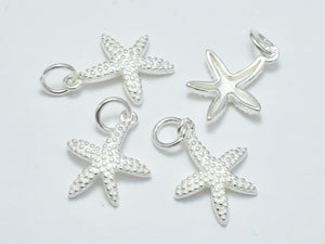 2pcs 925 Sterling Silver Charms, Starfish Charm, 13x17mm-BeadXpert