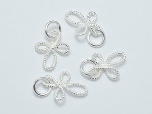 4pcs 925 Sterling Silver Charms, Flower Charms, 13x10mm-BeadXpert