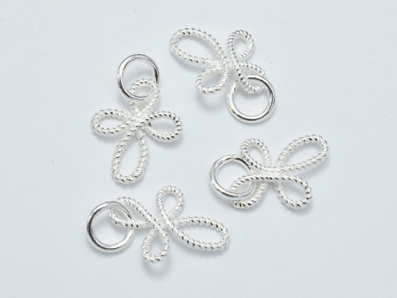 4pcs 925 Sterling Silver Charms, Flower Charms, 13x10mm-BeadXpert