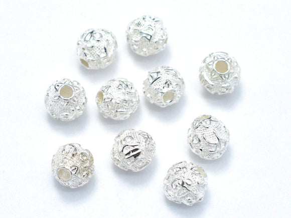 6mm 925 Sterling Silver Beads, 6mm Round Beads, 4pcs-Metal Findings & Charms-BeadXpert