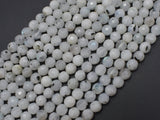 White Rainbow Moonstone, 6mm (6.5mm), Faceted Round-BeadXpert