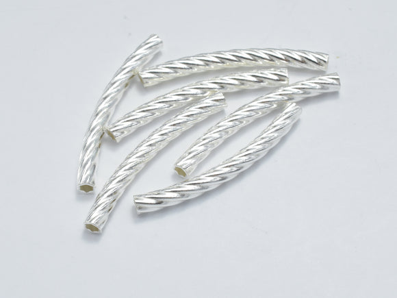 4pcs 925 Sterling Silver Twisted Curved Tube, Curved Tube, 2.5x25mm-Metal Findings & Charms-BeadXpert
