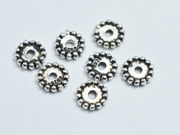 10pcs 925 Sterling Silver Spacers-Antique Silver 5mm Daisy Spacer-BeadXpert