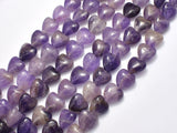 Amethyst 10mm Heart Beads, 15 Inch-BeadXpert